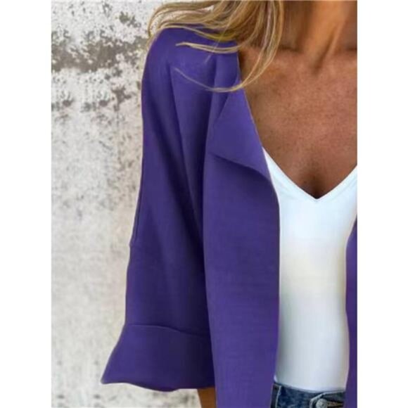 Full Size Open Front 3/4 Sleeve Casual Cardigan Plus Size - Picture 2 of 16